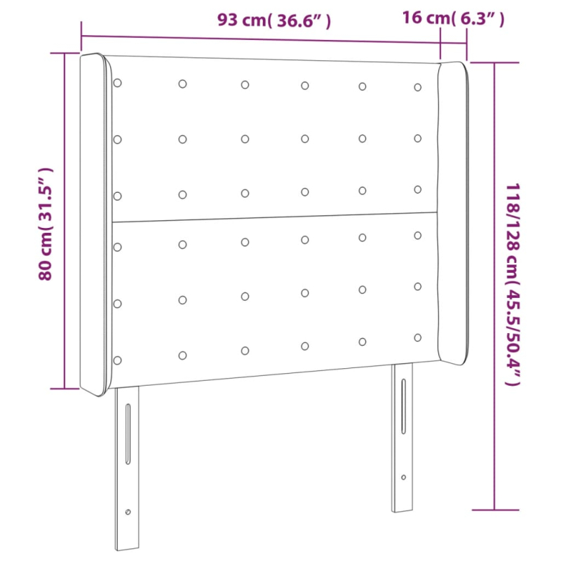 Kopfteil mit Ohren Rosa 93x16x118/128 cm Samt