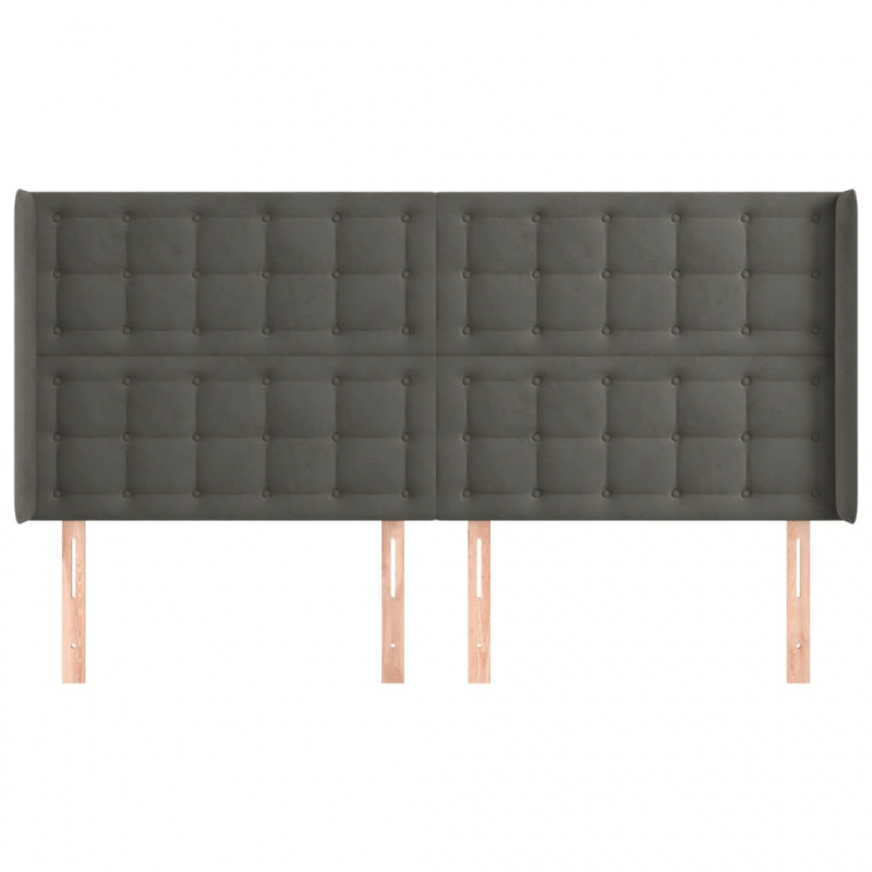 Kopfteil mit Ohren Dunkelgrau 163x16x118/128 cm Samt