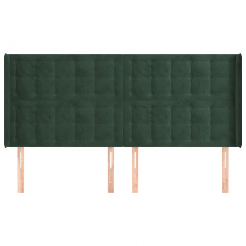 Kopfteil mit Ohren Dunkelgrün 163x16x118/128 cm Samt