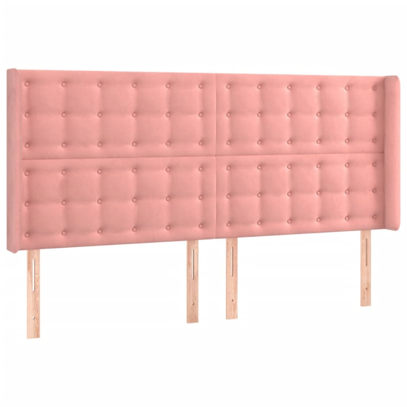 Kopfteil mit Ohren Rosa 163x16x118/128 cm Samt