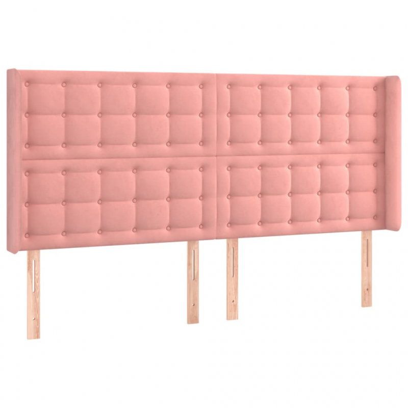 Kopfteil mit Ohren Rosa 183x16x118/128 cm Samt