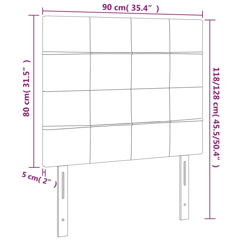 LED Kopfteil Creme 90x5x118/128 cm Stoff