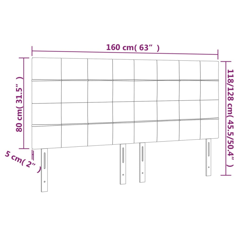 LED Kopfteil Dunkelgrün 160x5x118/128 cm Samt