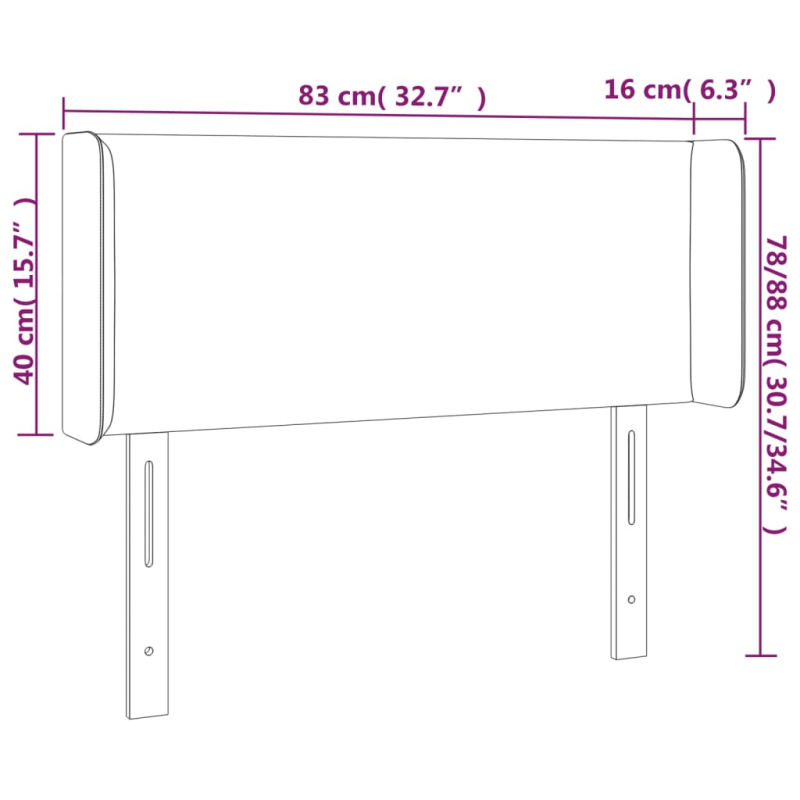 LED Kopfteil Cappuccino-Braun 83x16x78/88 cm Kunstleder