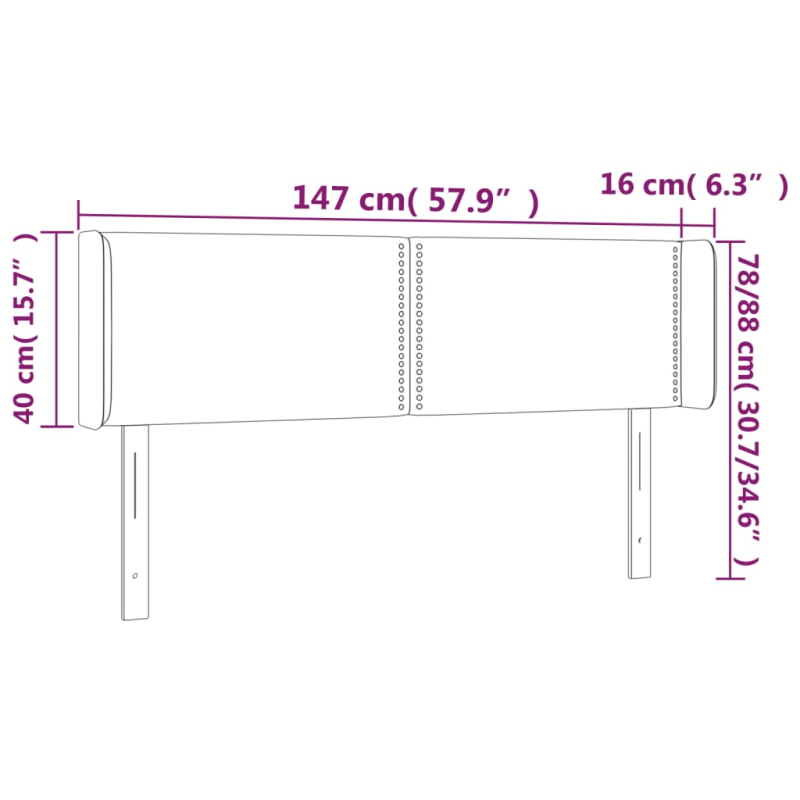 LED Kopfteil Dunkelbraun 147x16x78/88 cm Stoff