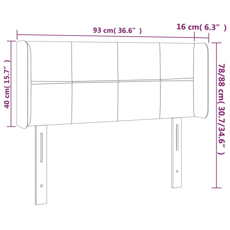 LED Kopfteil Hellgrau 93x16x78/88 cm Stoff