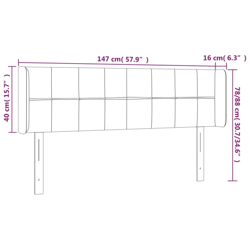 LED Kopfteil Blau 147x16x78/88 cm Stoff