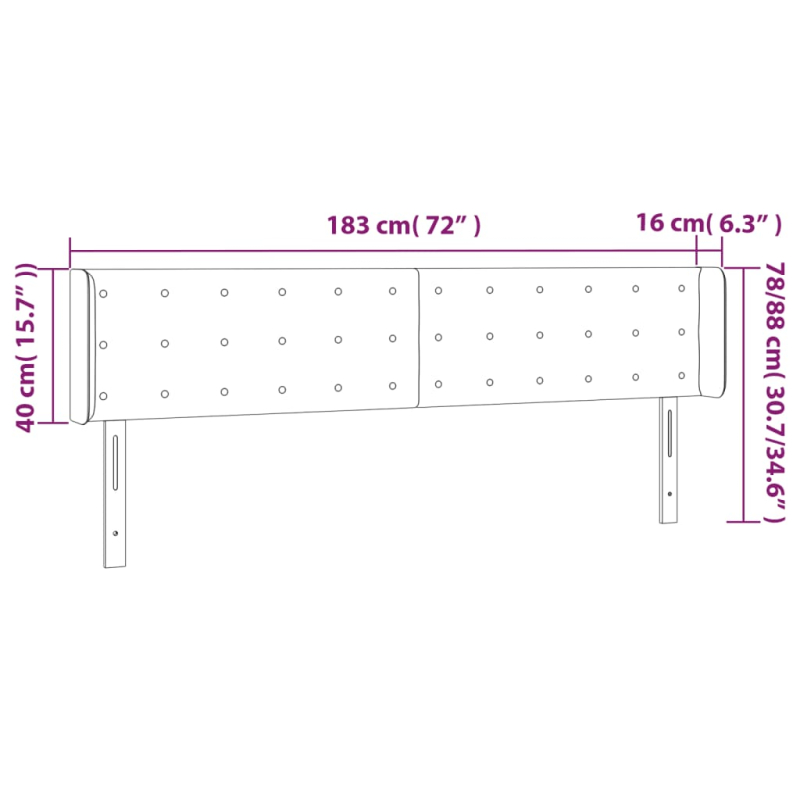 LED Kopfteil Cappuccino-Braun 183x16x78/88 cm Kunstleder