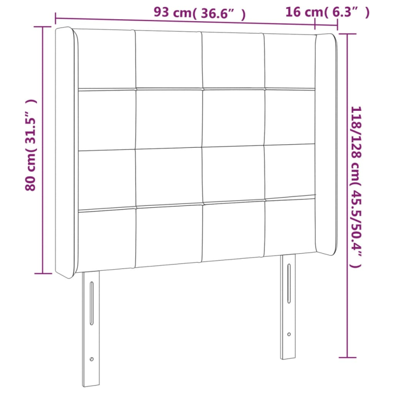 LED Kopfteil Dunkelblau 93x16x118/128 cm Samt