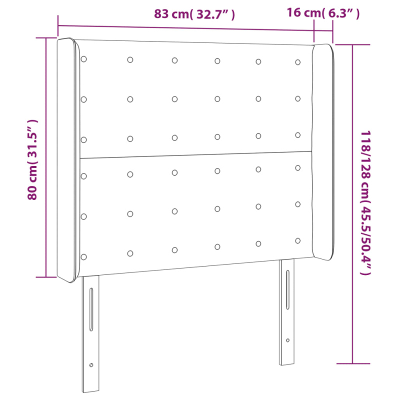 LED Kopfteil Schwarz 83x16x118/128 cm Samt