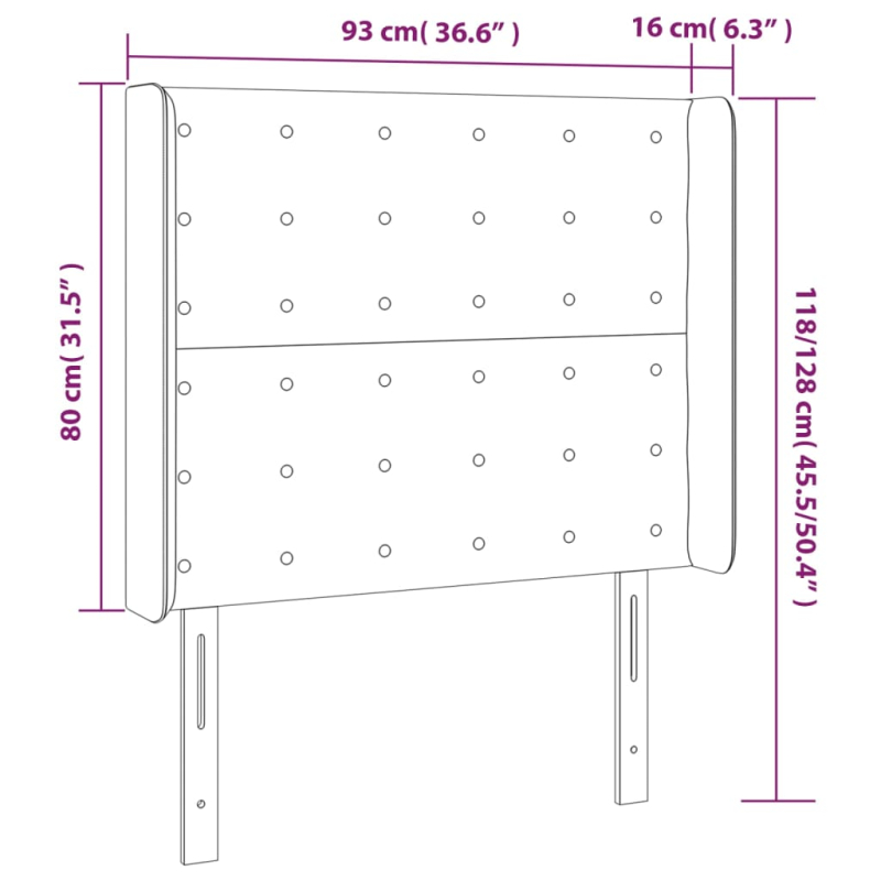 LED Kopfteil Dunkelgrün 93x16x118/128 cm Samt