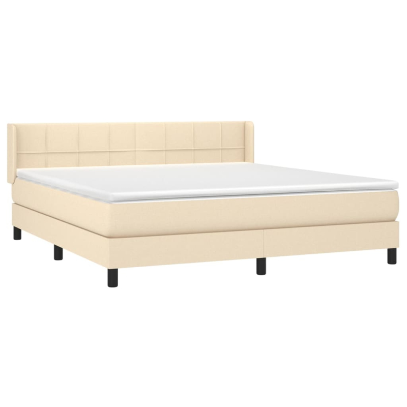 Boxspringbett mit Matratze Creme 160x200 cm Stoff