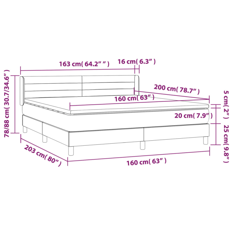 Boxspringbett mit Matratze Dunkelbraun 160x200 cm Stoff