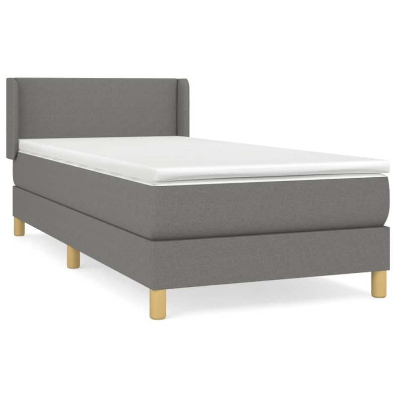 Boxspringbett mit Matratze Dunkelgrau 90x190 cm Stoff