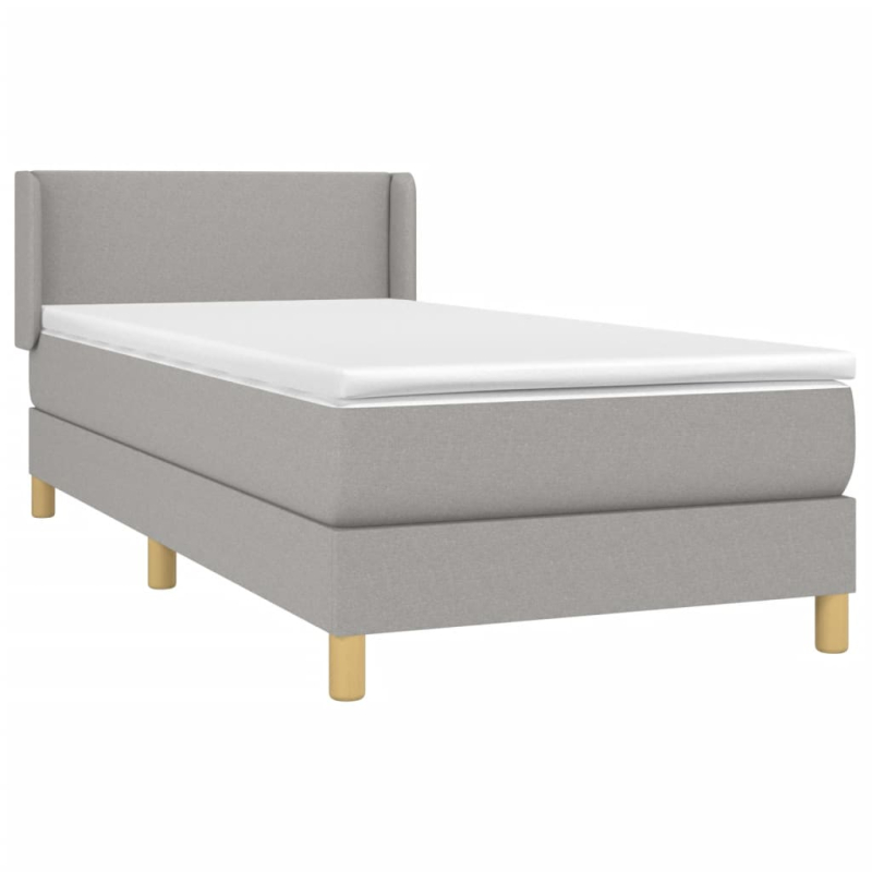 Boxspringbett mit Matratze Hellgrau 100x200 cm Stoff