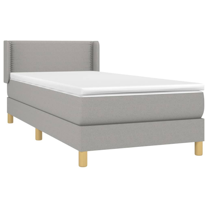 Boxspringbett mit Matratze Hellgrau 80x200 cm Stoff