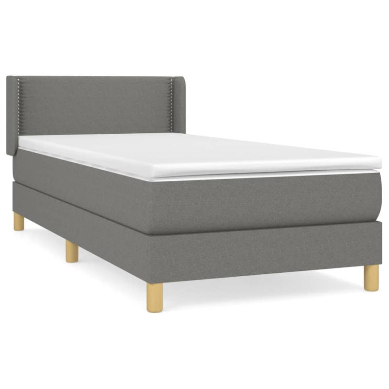 Boxspringbett mit Matratze Dunkelgrau 80x200 cm Stoff