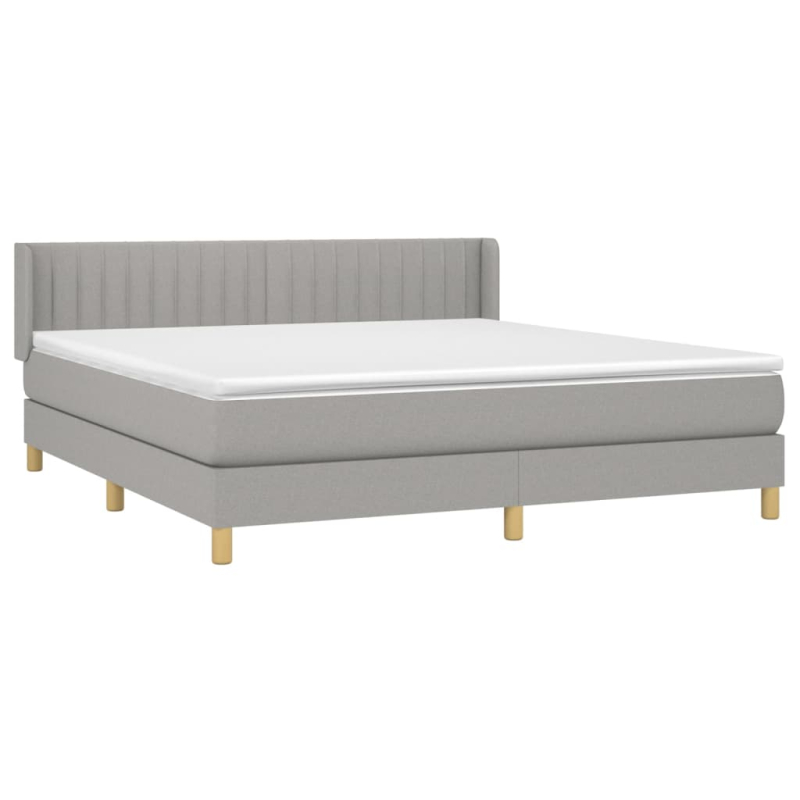 Boxspringbett mit Matratze Hellgrau 160x200 cm Stoff