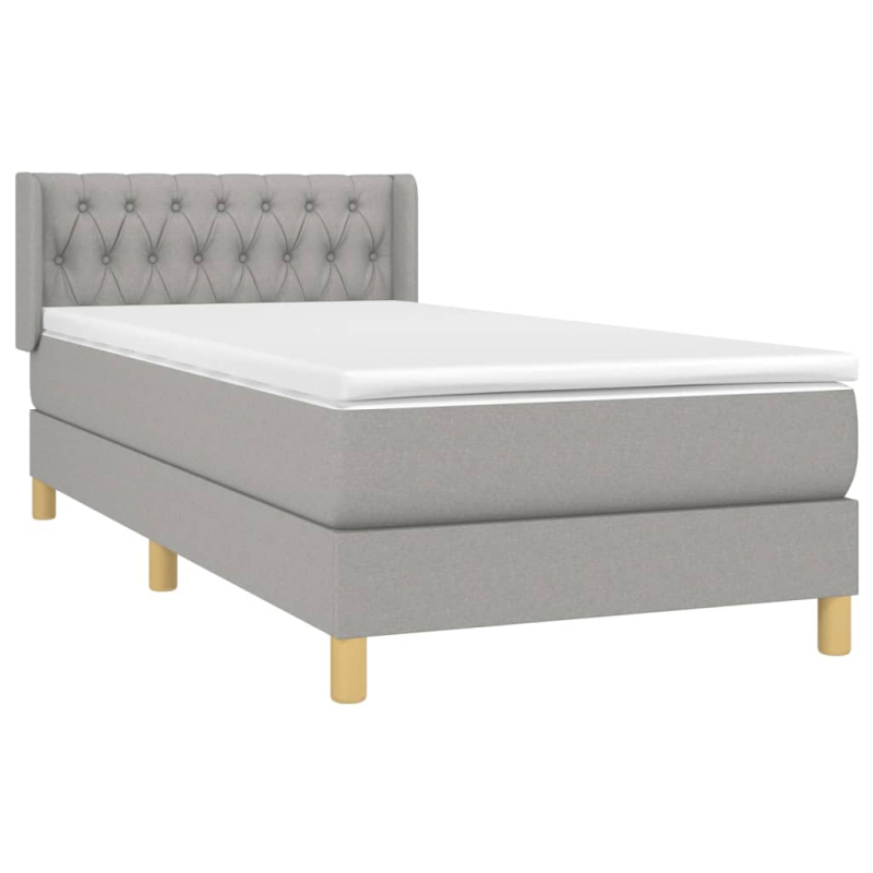 Boxspringbett mit Matratze Hellgrau 100x200 cm Stoff