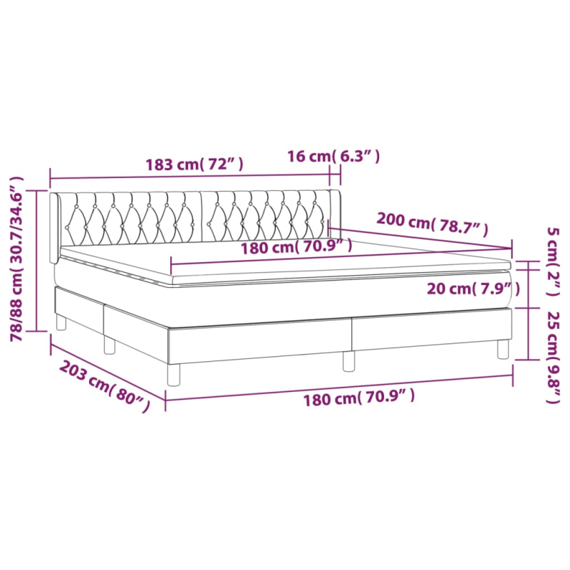 Boxspringbett mit Matratze Dunkelgrau 180x200 cm Stoff