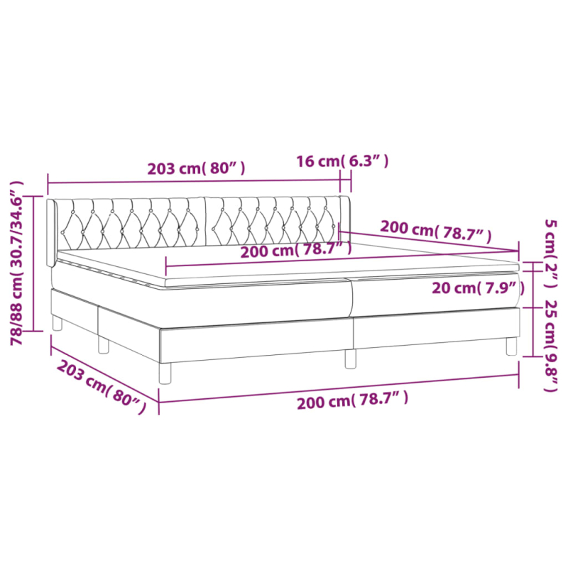 Boxspringbett mit Matratze Dunkelbraun 200x200 cm Stoff