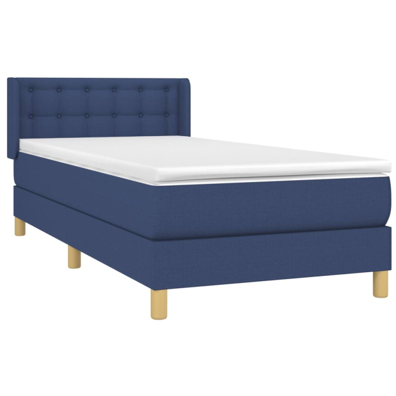 Boxspringbett mit Matratze Blau 90x200 cm Stoff