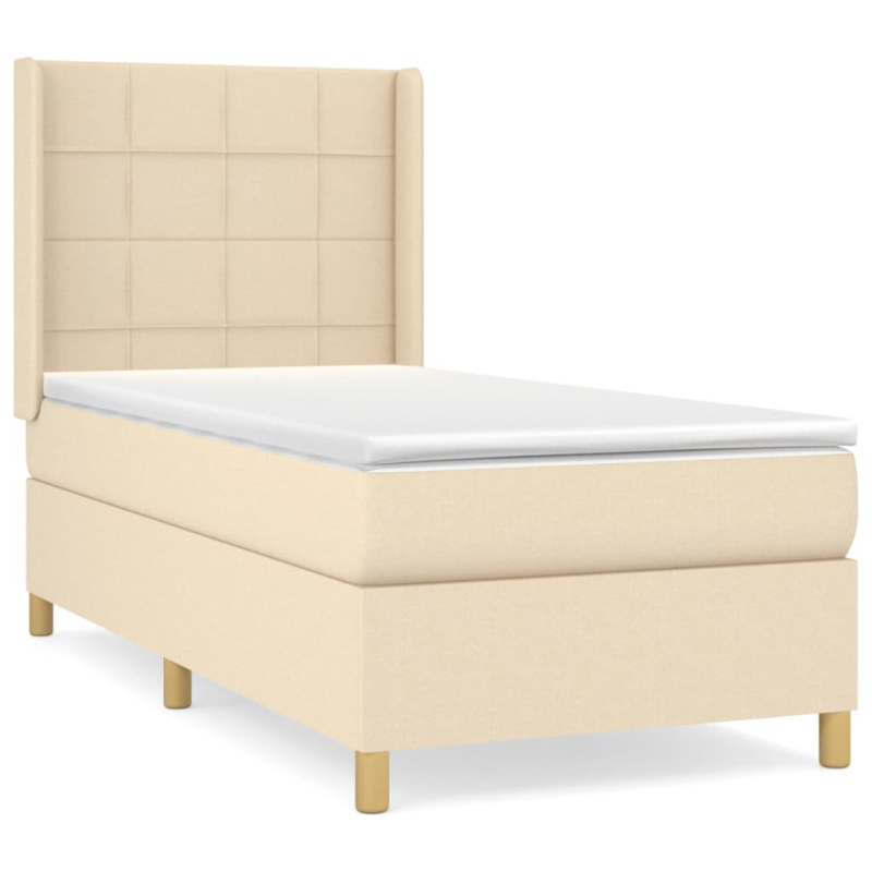 Boxspringbett mit Matratze Creme 90x200 cm Stoff