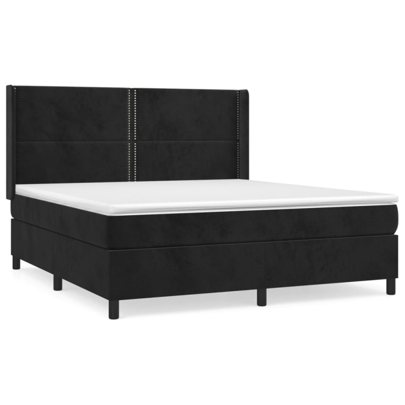 Boxspringbett mit Matratze Schwarz 180x200 cm Samt