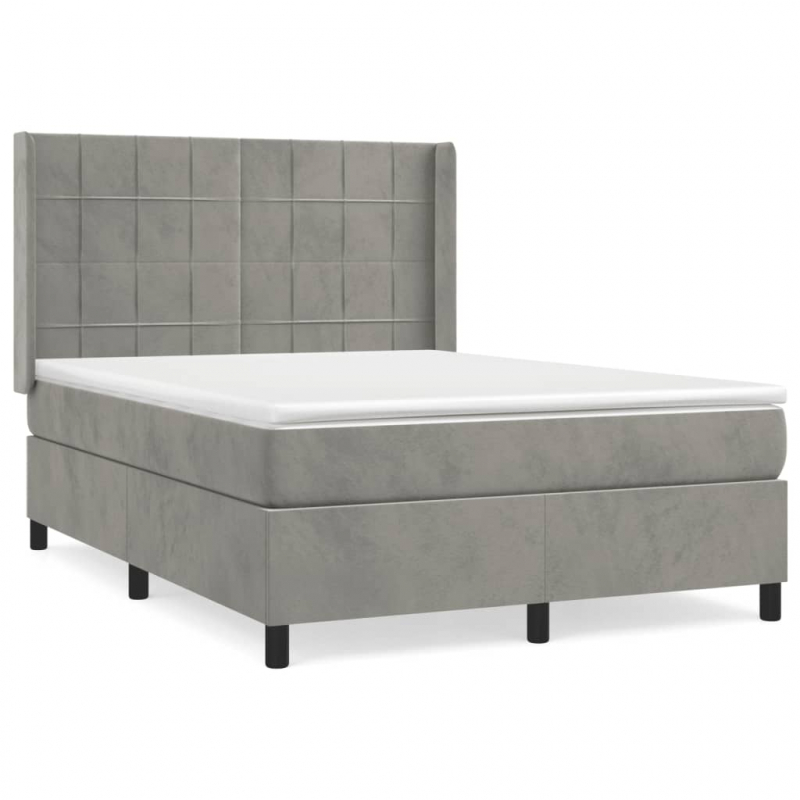 Boxspringbett mit Matratze Hellgrau 140x190 cm Samt