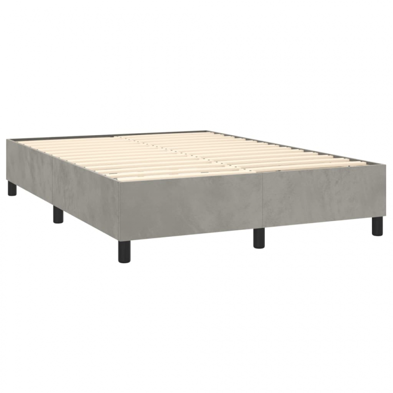 Boxspringbett mit Matratze Hellgrau 140x190 cm Samt