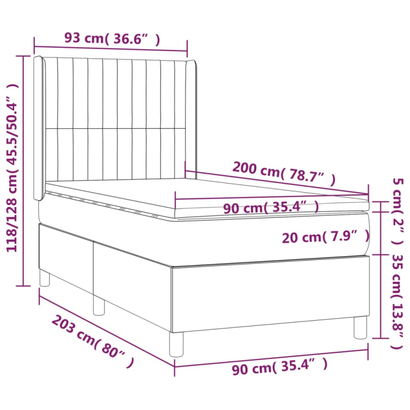 Boxspringbett mit Matratze Schwarz 90x200 cm Samt