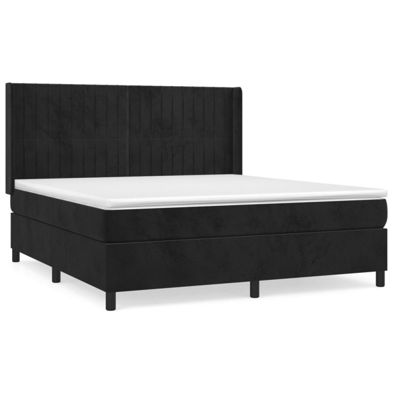 Boxspringbett mit Matratze Schwarz 160x200 cm Samt