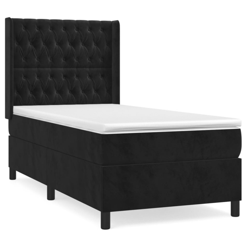 Boxspringbett mit Matratze Schwarz 100x200 cm Samt