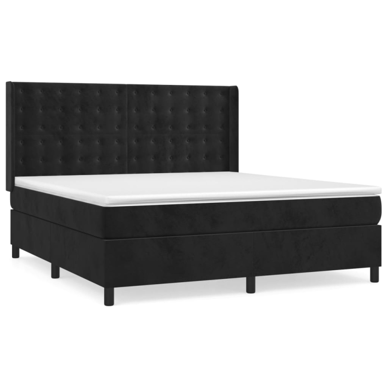 Boxspringbett mit Matratze Schwarz 180x200 cm Samt