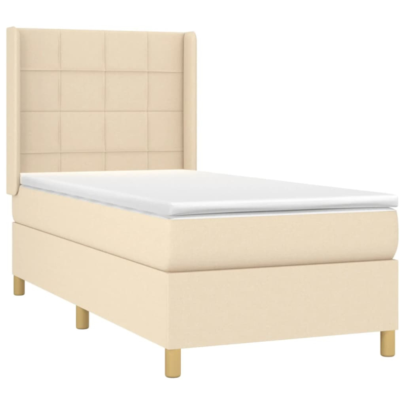 Boxspringbett mit Matratze & LED Creme 80x200 cm Stoff