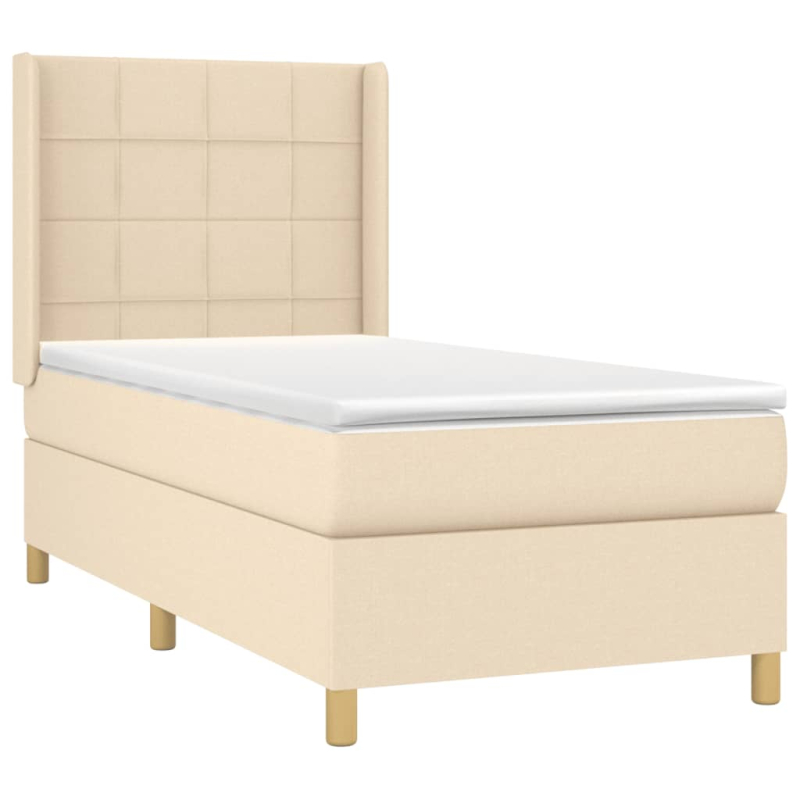 Boxspringbett mit Matratze & LED Creme 90x190 cm Stoff