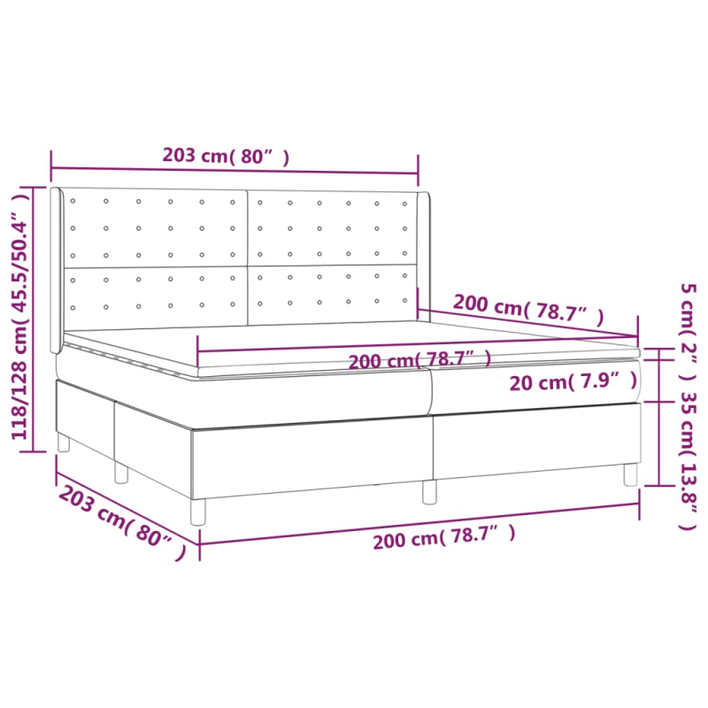 Boxspringbett mit Matratze & LED Schwarz 200x200 cm Samt