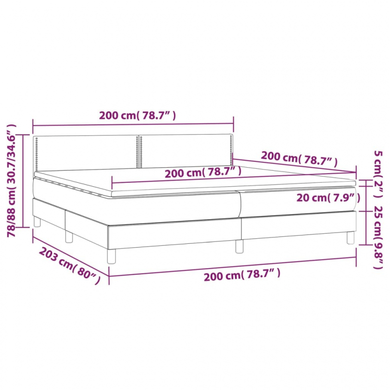 Boxspringbett mit Matratze & LED Dunkelblau 200x200 cm Samt