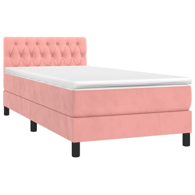 Boxspringbett mit Matratze & LED Rosa 90x190 cm Samt