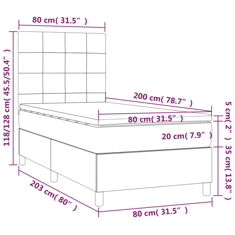 Boxspringbett mit Matratze & LED Dunkelgrün 80x200 cm Samt