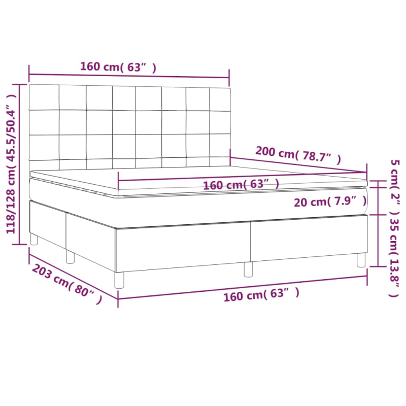 Boxspringbett mit Matratze & LED Dunkelgrün 160x200 cm Samt