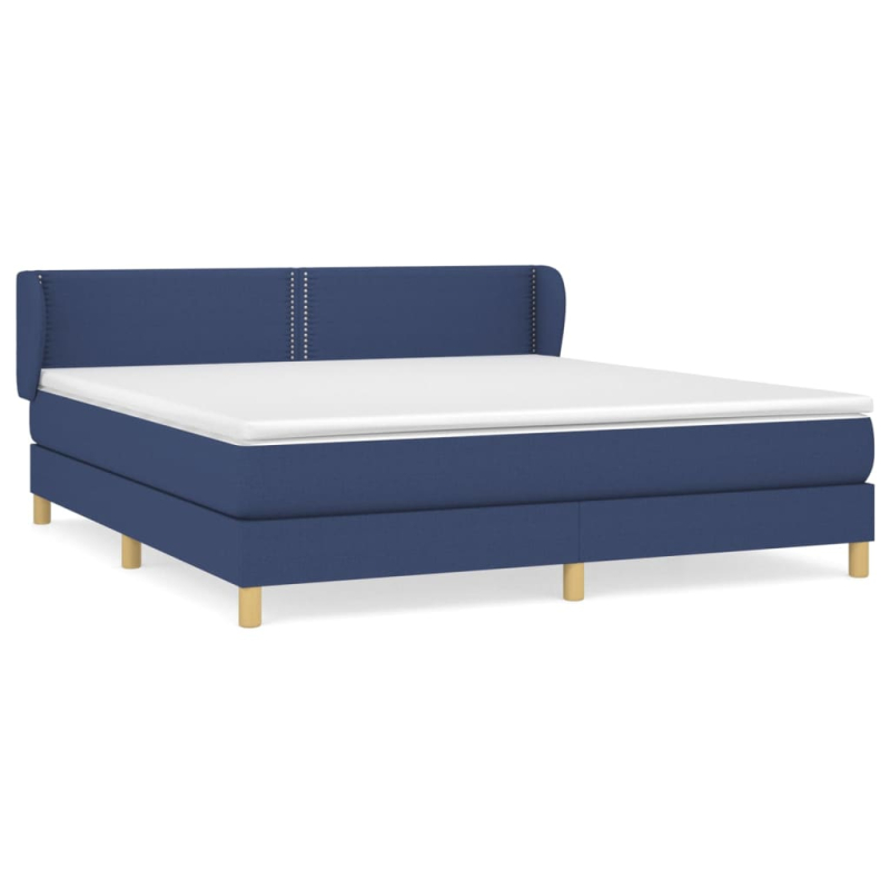 Boxspringbett mit Matratze Blau 180x200 cm Stoff