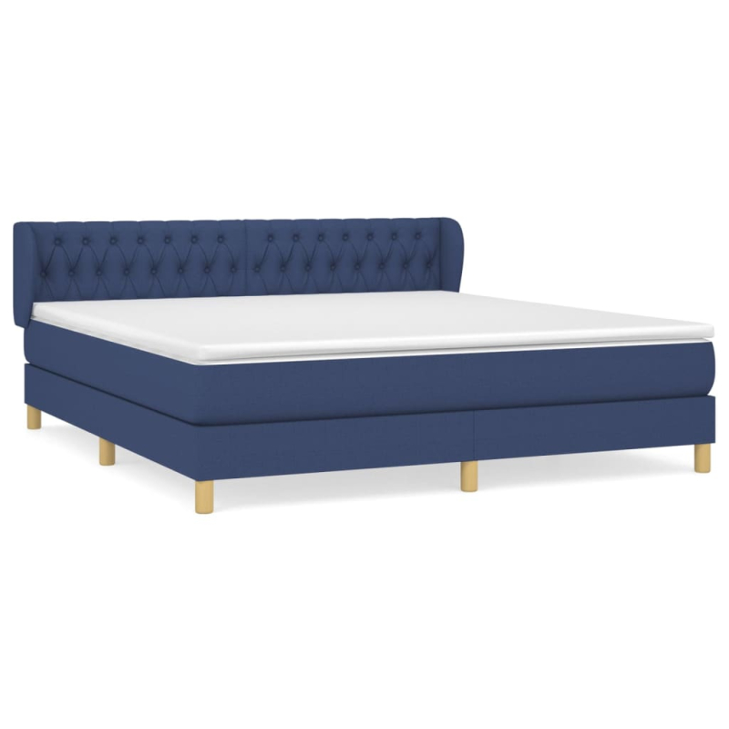 Boxspringbett mit Matratze Blau 180x200 cm Stoff