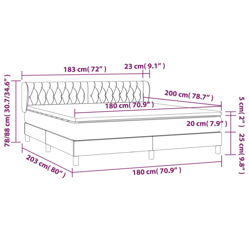 Boxspringbett mit Matratze Blau 180x200 cm Stoff