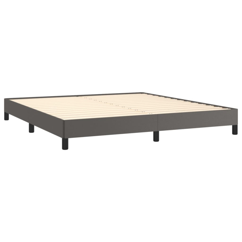 Boxspringbett mit Matratze Grau 180x200 cm Kunstleder