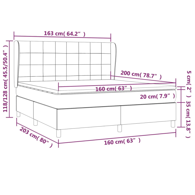 Boxspringbett mit Matratze Creme 160x200 cm Stoff