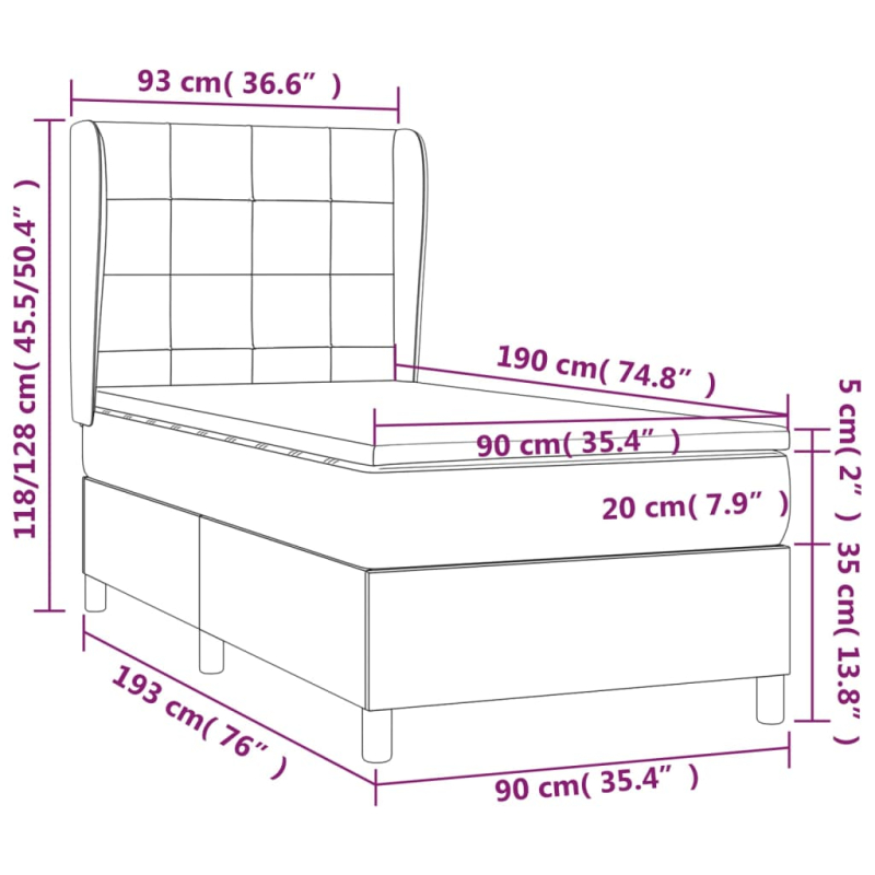 Boxspringbett mit Matratze Dunkelblau 90x190 cm Samt