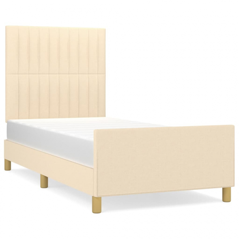 Bettgestell ohne Matratze Creme 90x190 cm Stoff