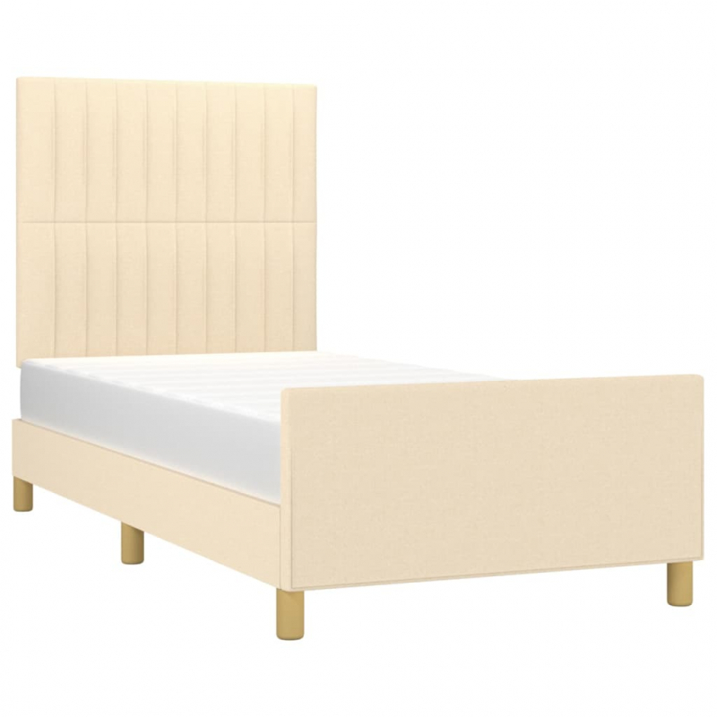 Bettgestell ohne Matratze Creme 90x190 cm Stoff