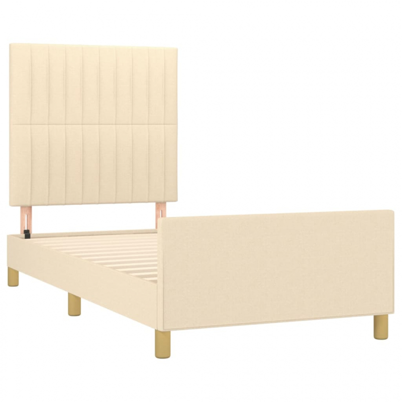 Bettgestell ohne Matratze Creme 90x190 cm Stoff